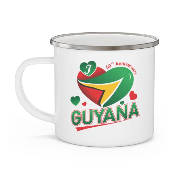 Enamel Mug — Guyana 60th Anniversary Heart Logo Camping Mug