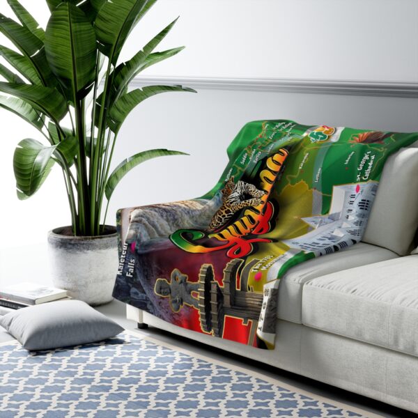 Guyana Sherpa Fleece Blanket — Colourful Landmark Map Design