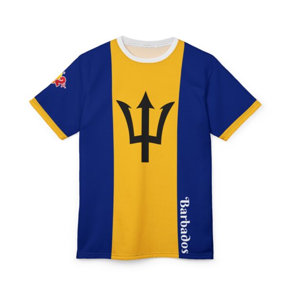 Barbados Trident Flag Graphic T-Shirt — All-Over Print