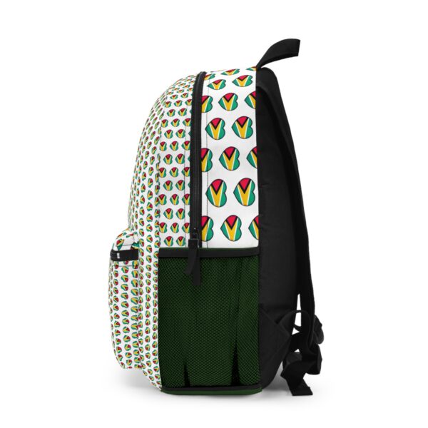 Guyana Flag Pattern Backpack – Heart Emblem Travel & School Bag