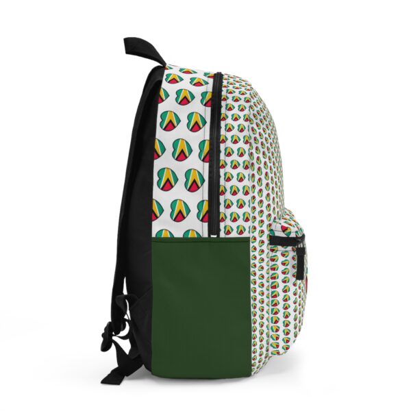 Guyana Flag Pattern Backpack – Heart Emblem Travel & School Bag