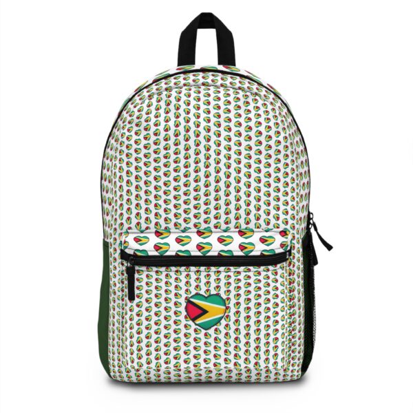Guyana Flag Pattern Backpack – Heart Emblem Travel & School Bag