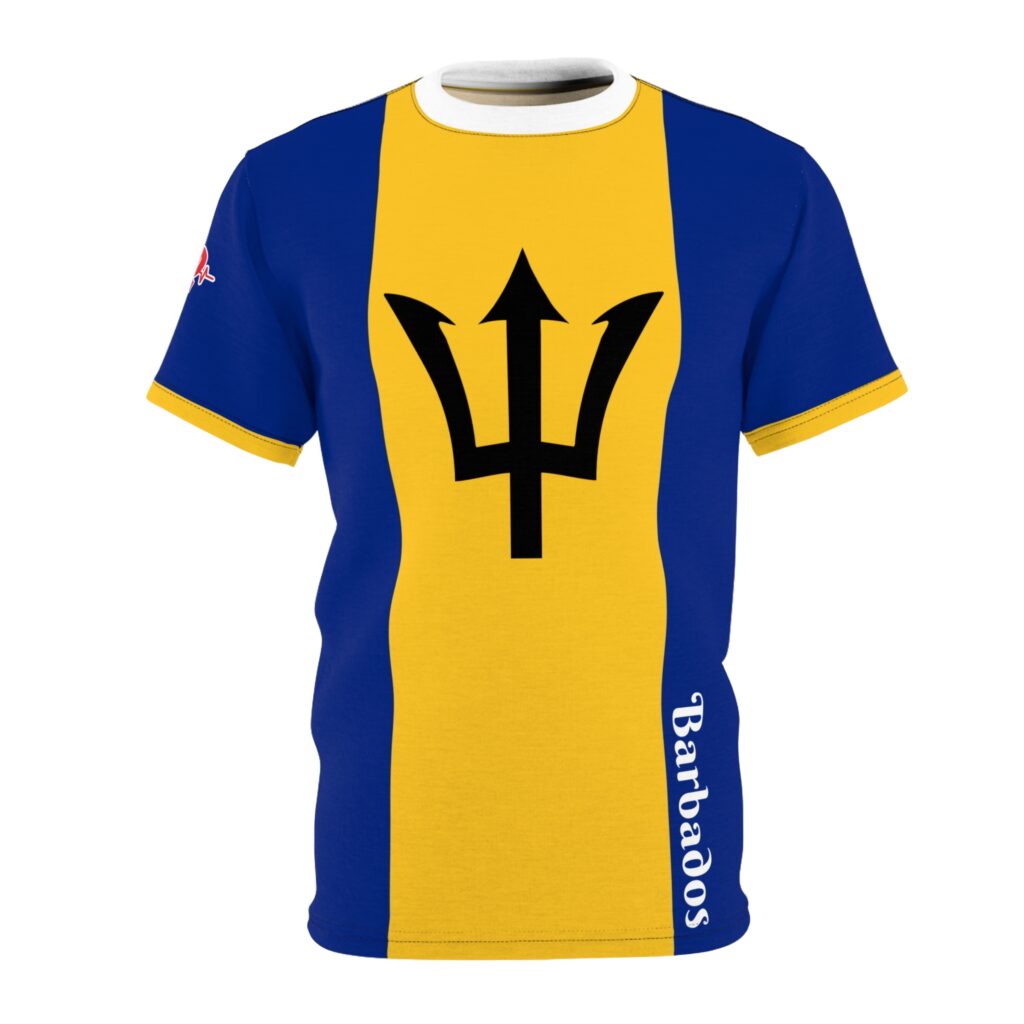 Barbados Trident Flag Graphic T-Shirt — All-Over Print