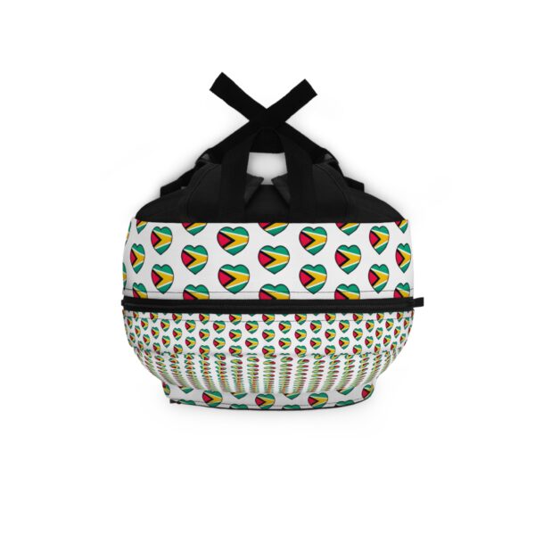 Guyana Flag Pattern Backpack – Heart Emblem Travel & School Bag