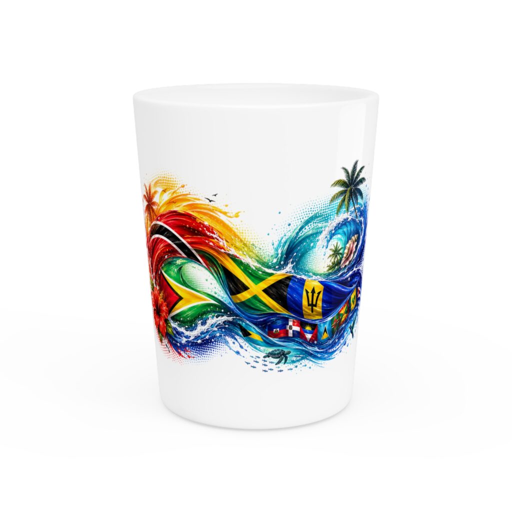 Caribbean Tropical Flag Wave Shot Glass — Caribbean Beach Vibes