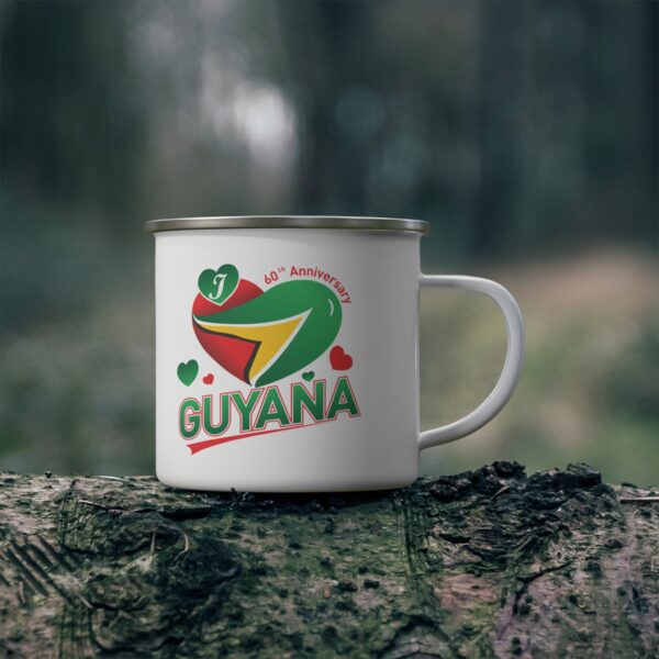 Enamel Mug — Guyana 60th Anniversary Heart Logo Camping Mug